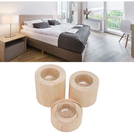 Chandeliers romantiques en bois pour mariages et Noël, style européen simple, ensemble de trois pièces composé de chandeliers ronds en bois et de leurs coupelles. (1/5)