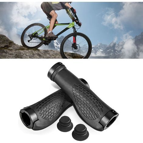 Poignées vélo antidérapantes en alliage aluminium noir, poignées de guidon ergonomiques pour VTT et vélo de route (1/5)