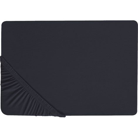 Sábana de algodón negro 140 x 200 cm ajustable bordes elásticos sólido Janbu