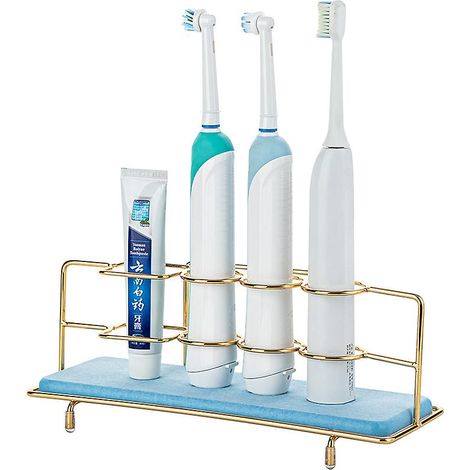 Goldener Badezimmer-Organizer für elektrische Zahnbürste, Zahnpasta und Rasierer mit Zahnbürstenhalter (1/5)