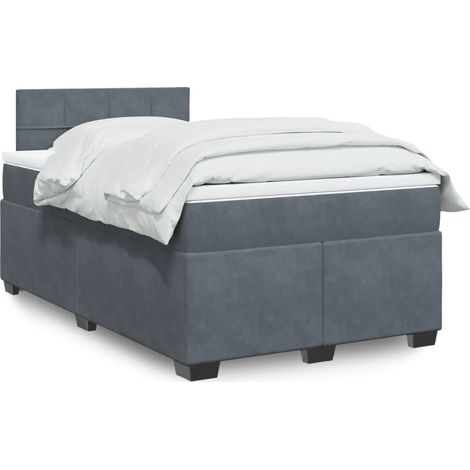 Cama box spring con colchón terciopelo gris oscuro 120x190 cm (1/5)