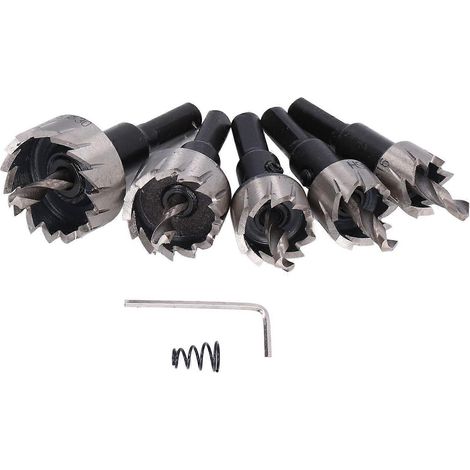 Lame de scie cloche en métal en 5 pièces, 16–30 mm, en acier rapide haute résistance et résistant à l'usure, à haute dureté, diamètre de queue de 7 mm, diamètre du métal D
