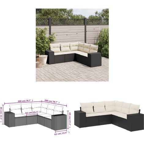 Salon de jardin 5 pcs avec coussins noir résine tressée - Ensemble Salon De Jardin - Meuble Extérieur - Résine Tressée - Rotin Synthétique - Mobilier De Jardin - Home & Living (1/3)