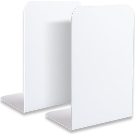 2 Pièces Serre Livre Métal Blanc, Support Livre Antidérapant 21×9×13.5 cm, Cale Livres Durable pour Maison, Bureau et Bibliothèque