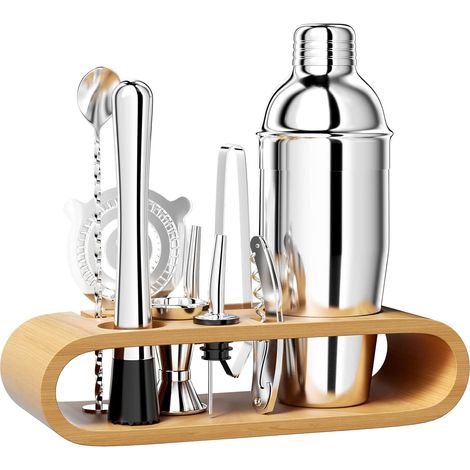 750ML shaker cocktail, 10 Pièces Inox shaker vinaigrette, professionnel kit pour barman(Argent) (1/5)