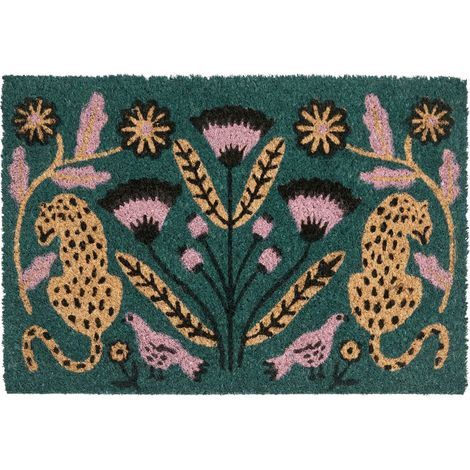 Fußmatte NAKNEK Bunt 50 x 80 cm Katze Vogel Blume Kokosfasern (1/5)