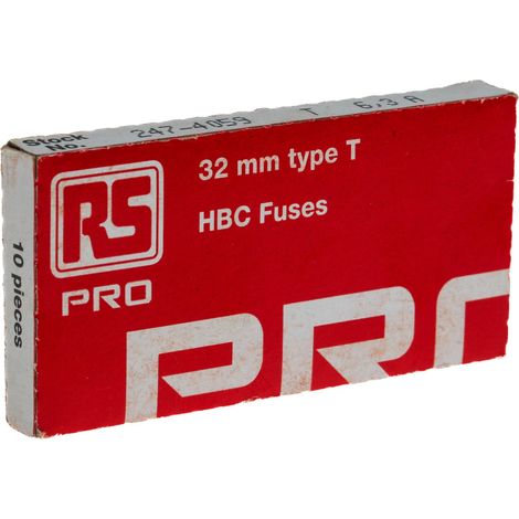 Cartouche fusible RS PRO, 6.3A, 6.3 x 32mm, Type T, 500V c.a. (1/3)
