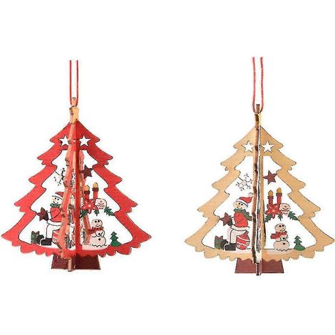 Colgante de madera con forma de árbol de Navidad, regalos para niños, decoración navideña para el hogar. (1/5)
