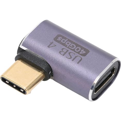 Adaptateur téléphone Type C 40 Go haut débit audio vidéo, transmission 8K 120Hz, 100W max, prise femelle vers mâle coudée (1/5)
