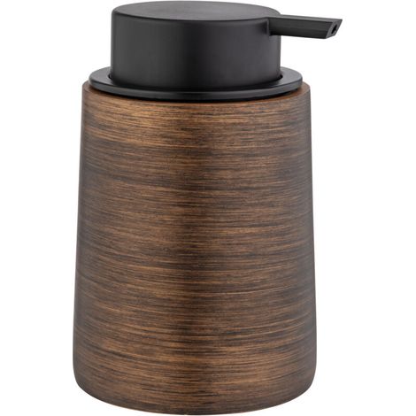 Distributeur de savon Palena, distributeur à pompe rechargeable, polyrésine de haute qualité et large tête de pompe, jusqu'à 250 ml de savon ou de liquide vaisselle, 10 x 14 x 8,5 cm, bronze