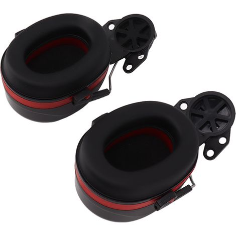 Casque antibruit pour casque de chantier, protection auditive réglable, noir et rouge, idéal pour les travailleurs de la construction. (1/5)