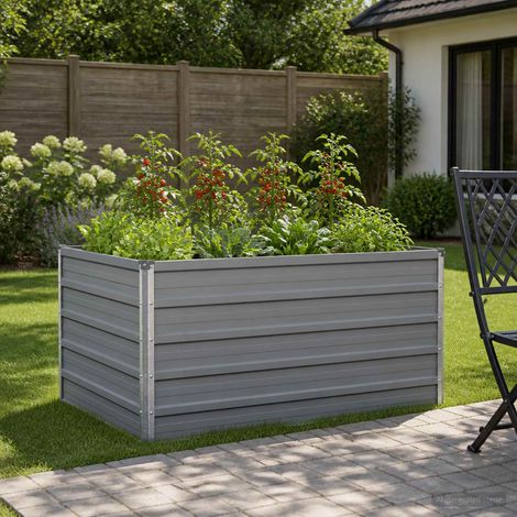 Jardin surélevé Gris 100 x 80 x 55 cm acier laminé à froid (1/5)