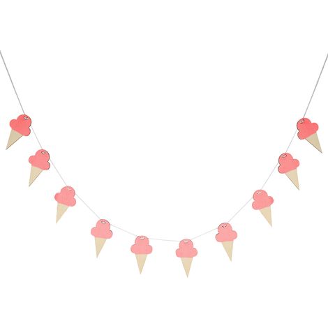 10 Guirlandes en Bois Forme Glace Décoration Murale Chambre Enfant Rose