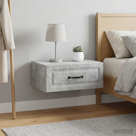 Lot de 2 cabinets de chevet muraux gris béton avec tiroirs 49 x 34,5 x 20 cm - PANGIVO (1/5)