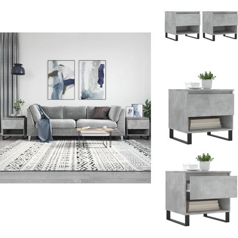 Couchtische 2 Stk. Betongrau 50x46x50 cm Holzwerkstoff - Couchtisch - Wohnzimmerstil - Holzwerkstoff - Metallgestell - Grau (1/5)