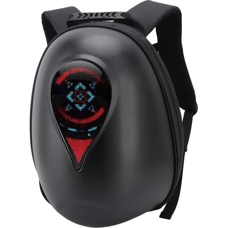 Sac à Dos à Moto LED, Sac de Casque de Grande capacité en Coquille Dur, Support Téléchargement et Modifier les Textes D'images, avec Bretelles Réglables et Dos Respirant (1/5)