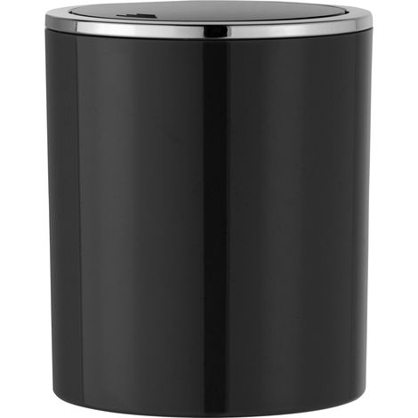 Wenko – Poubelle de salle de bain 2l – Couleur noir – Plastique ABS résistant aux rayures – Design minimaliste moderne (1/5)
