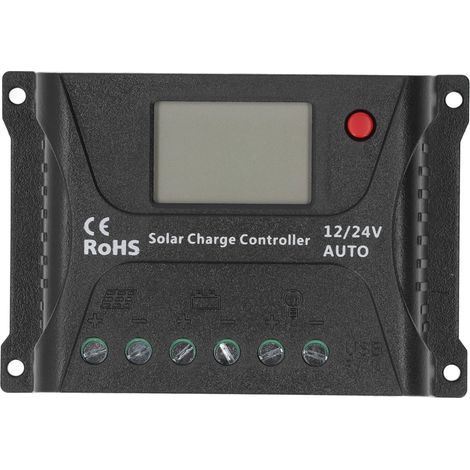 Contrôleur de Charge Solaire, Bonne Protection 10 A Régulateur de Batterie Solaire Compensation de Température Affichage LED Opération Facile avec USB pour le Chargement (1/5)