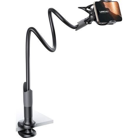 Flexible gooseneck phone holder, 360° universal rotation for iPhone 17 Pro-7, black. (1/5)
