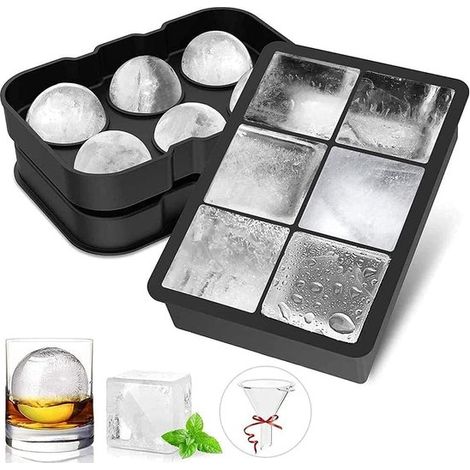 Moule à Glaçons en Silicone - Grand et Rond avec Entonnoir - Démoulage Facile et Réutilisable sans Bpa - pour Whisky, Cocktails - 2 Pièces (1/5)