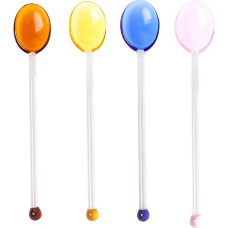 Cuillère En Verre - Résistant À La Chaleur - Pour Café Thé Dessert Cocktail - Lot De 4 Pièces (1/5)