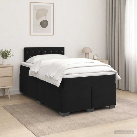 Cama box spring con colchón Negro 120 x 190 cm Terciopelo (1/5)