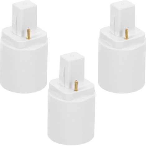 Adaptateur de Douille G24d vers E27 Lot de 3 à 2 Broches Blanc, Compatible Ampoules Led, Usage Bureau et Magasin, Finition Cuivre Nickelé et Pbt Ignifuge (1/5)