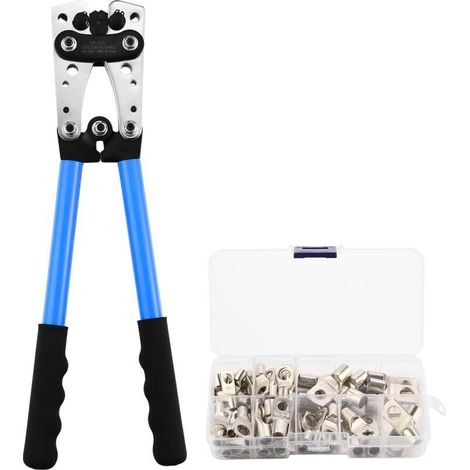 Pince à sertir cosse + 60 cosses kit- AWG 10-0, 6/10/16/25/35/50 mm²