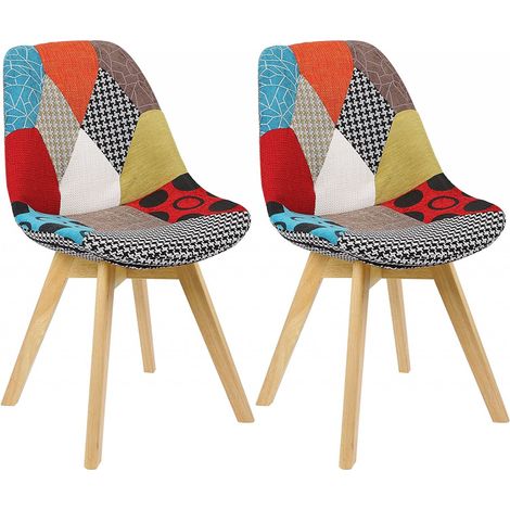 WOLTU 2 x Esszimmerstühle 2er Set Esszimmerstuhl Design Stuhl Küchenstuhl Holz gepolsterte Patchwork Stühle für Schlafzimmer Wohnzimmer (1/5)