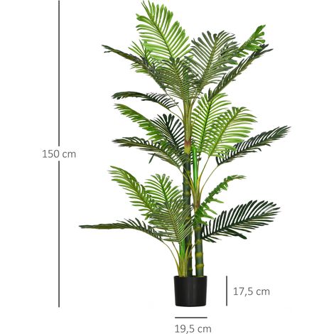 Plante artificielle de palmier artificiel 150 cm avec remplissage en ciment pour usage intérieur,décorative et facile à entretenir,verte