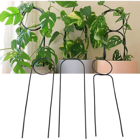 Support pour plantes grimpantes en fer forgé de 40 cm, support pour plantes vertes d'intérieur en pot et compositions florales, tige de fixation en métal noir (1/5)