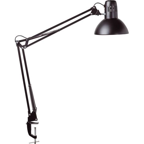 Lampe de bureau à pince 8230590 – métal noir – culot E27 – bras pivotant 360° – hauteur 51 cm – pour espaces de travail – Maul
