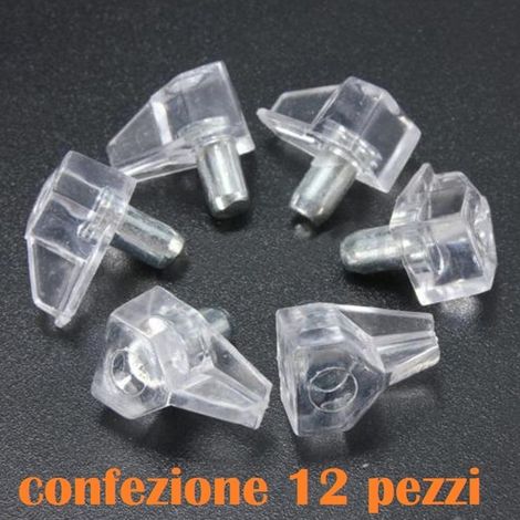 TrAdE Shop Traesio - Set 12 Pioli Supporti In Plastica Per Mensole Supporto Reggimensola Ripiani -