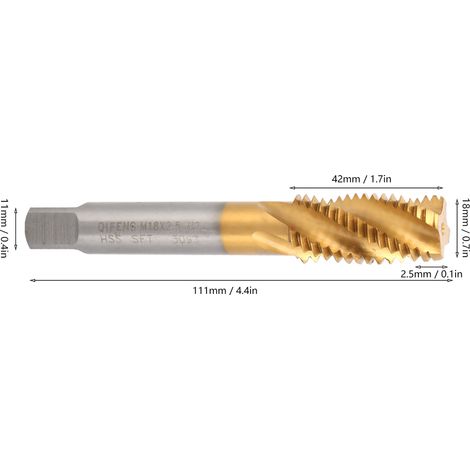 Taraud M182,5 mm pour machine à tarauder hélicoïdale contenant du cobalt (1/5)