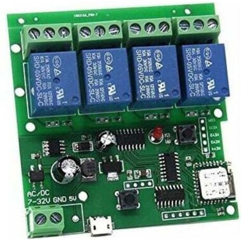 4-Channel WIFI Momentary Inching Relay Module Automatic Safety Switch, DIY WiFi Garage Door Controller (5-32V)