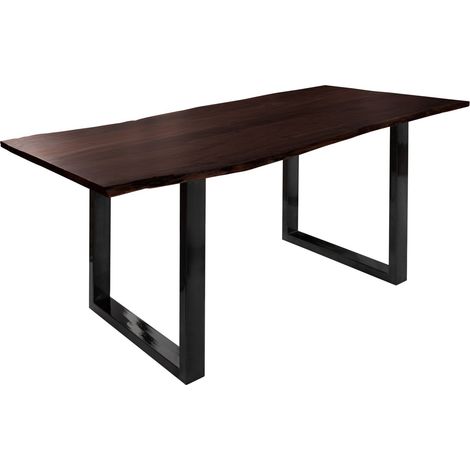 FREEFORM 3 Tavolo da pranzo in legno di acacia - laccato marrone / gambe in ferro ferro - antracite lucido 220x100x76