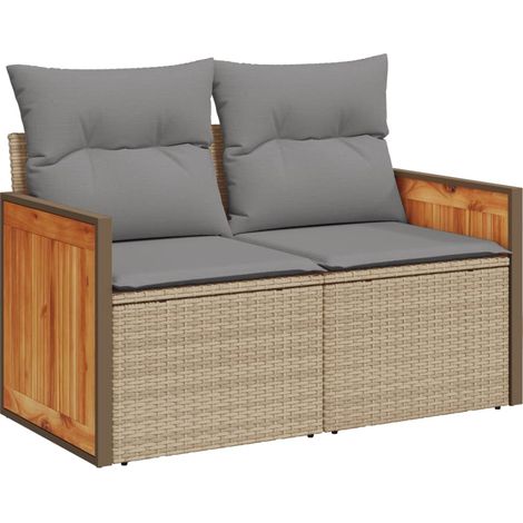 Maison Exclusive - Divano da Giardino con Cuscini a 2 Posti Beige in Polyrattan