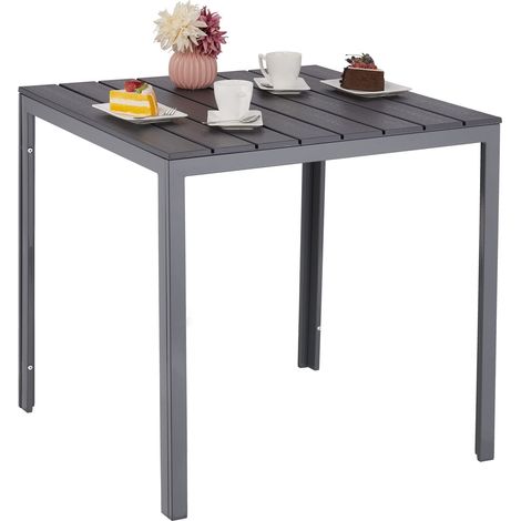 Table de Jardin, HxLxP: 74 x 78 x 78 cm, Aspect Bois, Plastique (1/5)