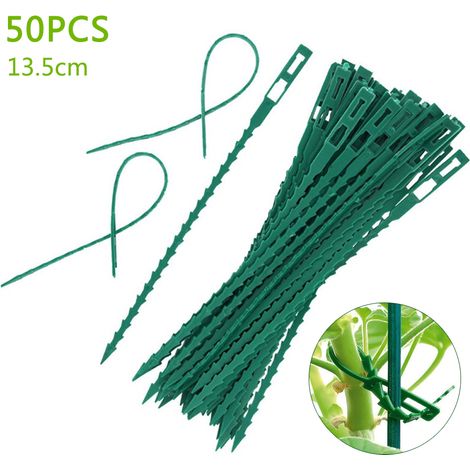 Bridas para cables para el jardín: paquete de 50 bridas de plástico reutilizables y resistentes a la corrosión, de 13,5 cm y 17 cm de largo, ideales para la oficina, el salón o el cine en casa.