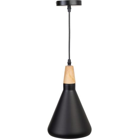 Lámpara de techo de madera y metal negra 18x18x31 (1/5)