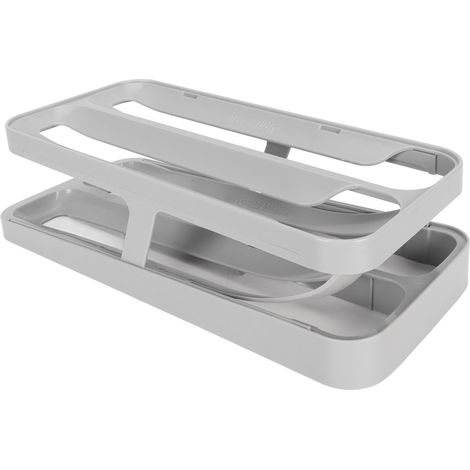 Boîte à œufs pour réfrigérateur, à roulettes, 2 étagères, 2 rangées, accès facile, compatible lave-vaisselle, grise (1/5)