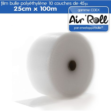 Lot de 20 Rouleaux de film bulle d'air COEX 25cm x 100m