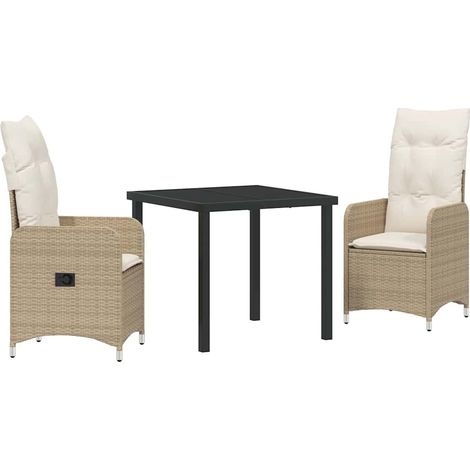 Ensemble de salle à manger pour jardin 3 pcs,Salon de jardin Beige Poly rotin CFW14016 (1/5)