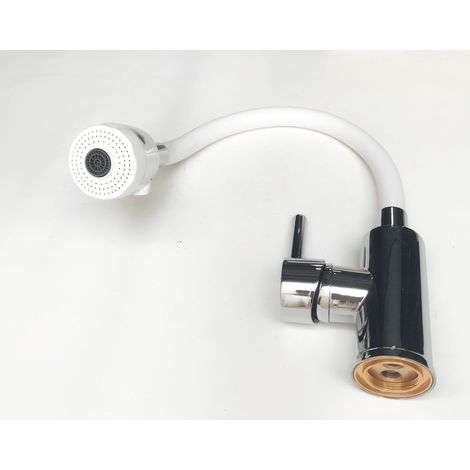 MISCELATORE RUBINETTO LAVELLO CUCINA CANNA FLESSIBILE DOCCETTA ESTRAIBILE BIANCO (1/2)