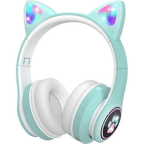 Kinderkopfhörer mit Mikrofon und hellgrüner RGB-LED (1/5)