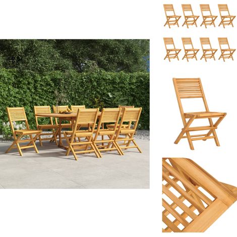 Gartenstühle 8 Stk. Klappbar 47x62x90 cm Massivholz Teak - Teakholzgartenstuhl - Klappbarer Gartenstuhl - Gartenstühle Set - Outdoor Möbel - Balkonmöbel (1/5)