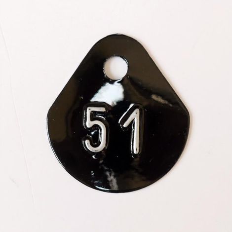 Chiffre goutte d'eau fond noir (à l'unité) estampé "51" en relief blanc hauteur d'écriture 11mm DERANCOURT
