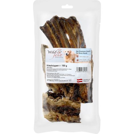 Wild & Fein Hirschrippen, 150 g - leckere Spareibs für Hunde