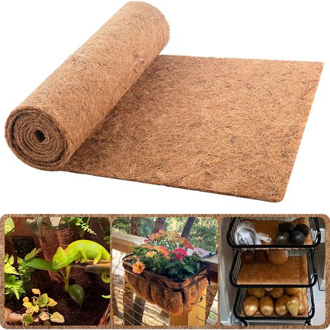 Rollo de estera de fibra de coco: 40 x 405 cm (16 x 160 pulgadas) - Estera transpirable de fibra de coco para macetas, cestas de flores, esteras para reptiles, cojines para mascotas y decoración de ja (1/5)