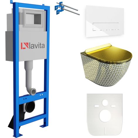 LAVITA WC Set mit Vorwandelement, Wand-WC und Spülknopf (1/5)